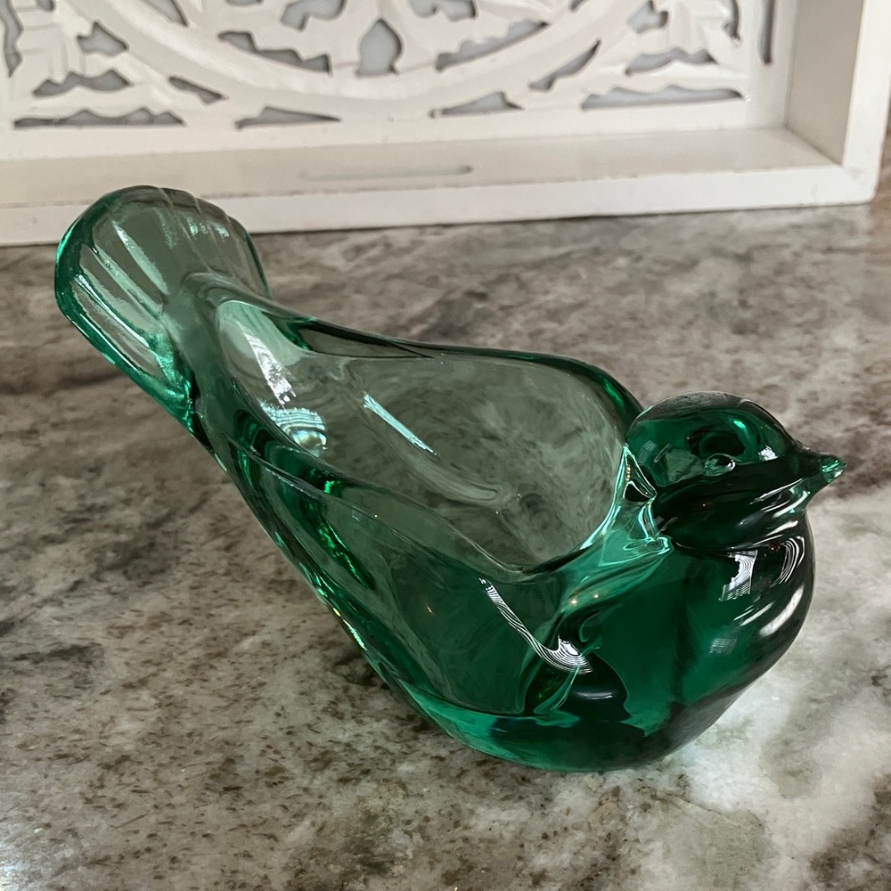 Vintage Fenton Art Glass Green & Red Glass Bird Figurines/Tea Light Holders 2 pc - Picture 9 of 11